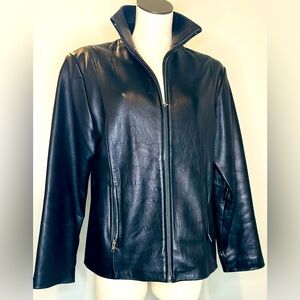 Beautiful Boston Harbor genuine black soft leather jacket - women’s size large.
